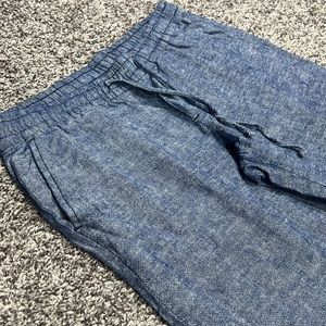 Blue chambray linen pants size S